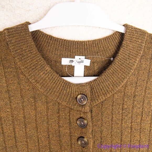 NEW Madewell Bowden Henley Sweater in Coziest Yarn,‎ brown, women's plus size 4X - Picture 9 of 16